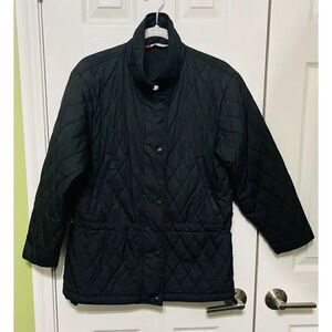 LL Bean Traveler Black‎ Quilted Diamond Stitched Jacket Women’s Size PM
